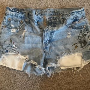 Patterned Jean Shorts